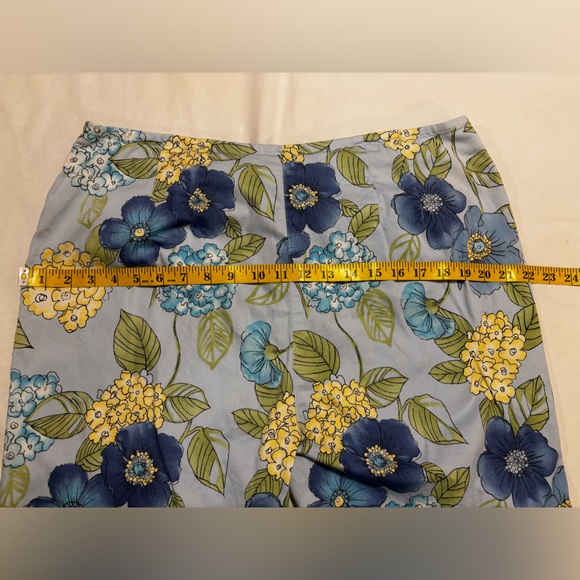 Talbots blue, green & yellow floral pique straight leg pants, 16 - Picture 8 of 8